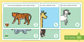 Jungle Animal Number Playdough Mats - Rumble in the Jungle, Giles Andreae, Rainforest, jungle, forest, animals, number, numeral, play doug