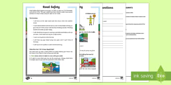 Road Safety Week Differentiated Reading Comprehension Activity - Road Safety Week, safety, Ks1, Reception, EYFS, road, crossing, green cross code, PSHE