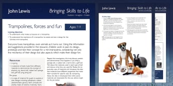 John Lewis Christmas Trampoline Forces and Fun Lesson Plan