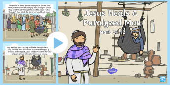 Jesus Heals A Paralyzed Man PowerPoint - Miracles of Jesus, Heal, Paralyzed, Paralysed, New Testament, Story, Bible, Disciples
