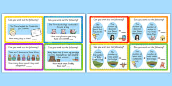 Traditional Tale Word Problem Challenge Cards - challenge cards