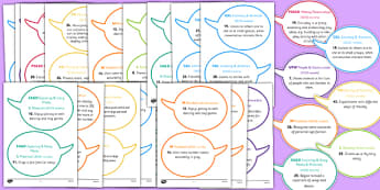 Early Years Outcomes In Speech Bubbles Pack - early years, outcomes, speech bubbles