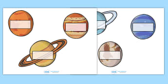 Editable Self Registration Labels (The Planets) - Self registration, register, editable, labels, registration, child name label, printable , moon, sun, earth, mars, neptune, pluto, uranus, jupiter, saturn