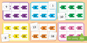 Number Bonds to 20 (Jigsaw Pieces)  - Number bonds, jigsaw, Counting to 20, Adding to 10, Bingo Counting 