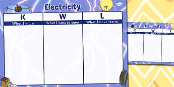 Electricity Topic KWL Grid - electricity, topic, kwl, grid, know