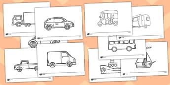 Transport Template Activity Sheet Pack -  roads, cars, transport, vehicle, colouring, worksheet, template, activity