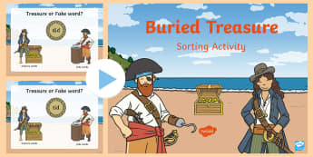 Pirate Buried Treasure Sorting Activity (Phase 2) - buried treasure phonics game, buried treasure sorting game, buried treasure powerpoint, words