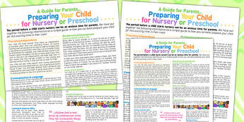 Preparing Your Child For Nursery Preschool Guide Parents Poster