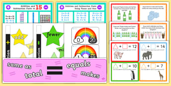 Addition and Subtraction Display Pack KS1 Year 1 - maths, mathematics, add, subtract, plus, minus, take away, display
