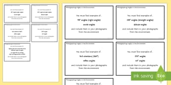 Photographing Angles in the Environment Challenge Cards - Maths, lines, angles, decimals, challenge cards, task cards, photograph, camera, iPad, environment, 