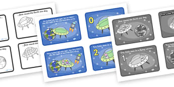 Five Little Men in a Flying Saucer Sequencing (4 per A4) - Five Little Men in a Flying Saucer, sequencing, nursery rhyme, rhyme, rhyming, nursery rhyme story, nursery rhymes, counting rhymes, counting backwards, subtraction, one less than, Five Littl