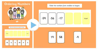 Ordering Numbers From Minus 100 to 100 Flipchart - order, numbers