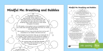 Mindful Me: Breathing and Bubbles Activity - Mindfulness, coping strategies, positive thinking, calming down