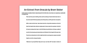 Dracula Extract - dracula, extract, story, ks3, bram stoker, vampire