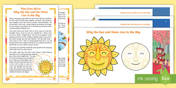 African Folk Tales - Why the Sun and the Moon Live in the Sky Story Pack - African Folk Tales