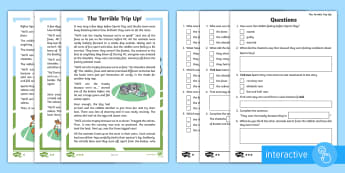 The Terrible Trip Up  Differentiated Comprehension Go Respond  Activity Sheets - Sports Day, P.E., Race, Story, Fiction, Teamwork, Interactive, Questions