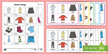 Clothes Themed Bingo -  Bingo, Games,vocabulary, clothes, 