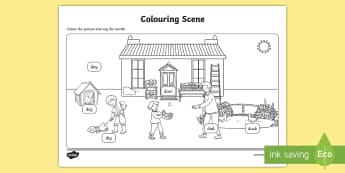 Word Initial d Production Colouring Scene - d, sounds, colouring