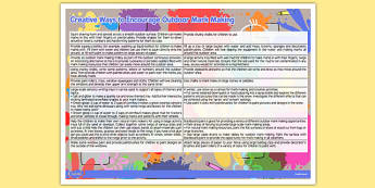 Creative Ways to Encourage Outdoor Mark Making - EYFS planning, writing, literacy, early years, outside