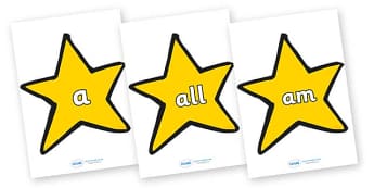 Foundation Stage 2 Keywords on Stars (Plain) - FS2, CLL, keywords, Communication language and literacy,  Display, Key words, high frequency words, foundation stage literacy, DfES Letters and Sounds, Letters and Sounds, spelling