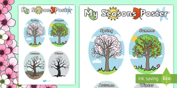 My Seasons Poster - Seasons, season, autumn, winter, spring, summer, fall, seasons activity, seasons display, four seasons, foundation stage, topic