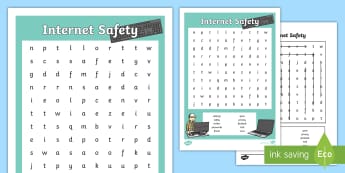 E Safety Word Search- internet, safety, word search, words