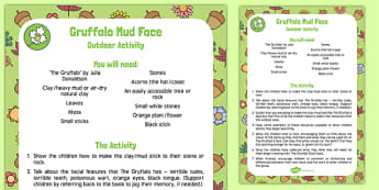 Gruffalo Mud Face Outdoor Activity to Support Teaching on The Gruffalo - woods, story, EYFS, Creative, art, EAD, early years