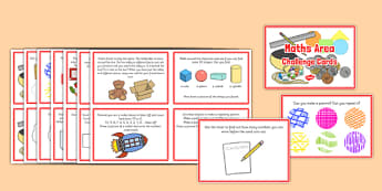 Maths Area Challenge Cards - challenge, cards, maths, area