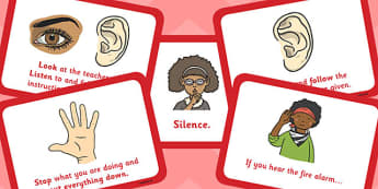 Fire Alarm Instructions Cards Sentences - fire alarm, instruction