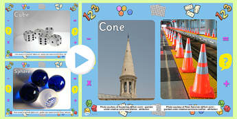 3D Shape Photo PowerPoint - powerpoint, power point, interactive, powerpoint presentation, 3D shapes, shape recognition, numeracy, presentation, slide show, slides, discussion aid, discussion points