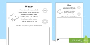 Illustrate a Winter Poem Activity - storm, wet, season, draw, imagine,Australia
