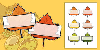 Editable Self Registration Labels (Autumn Leaves) - Display, editable, label, topic, Autumn, seasons, autumn pictures, autumn display, leaves, acorn, conker, atumn