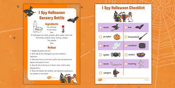 I Spy Halloween Sensory Bottle and Activity Pack - sensory bottle, halloween, I spy, activity, pack, eyfs, early years