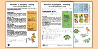 Foundation PE (Reception) - Dance - Dinosaurs Home Learning Challenge Sheets Pack - EYFS, PE, Physical Development, Planning