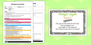EYFS Seed Sort Finger Gym Activity Plan and Prompt Card Pack