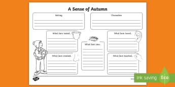 A Sense of Autumn Story Map Activity Sheet - Exploring my world, seasons, Aistear, school trip, forest, worksheet, blackberries, squirrels, leave