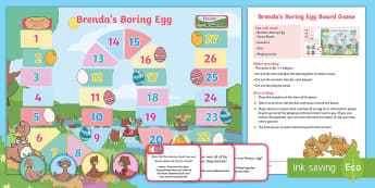 Brenda's Boring Egg Board Game - twinkl original, fiction, KS1, Reading, Reading comprehension, inference, deduction