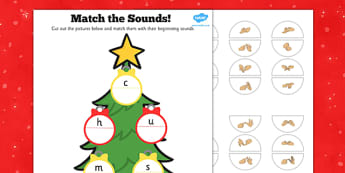 Initial Sound Christmas Tree Match Activity British Sign Language