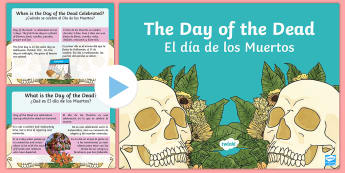 Mexican Day of the Dead Information PowerPoint US English/Spanish (Latin) - Mexican, info, dia de los muertos, pp, ppt, spanish, español, eal, esl