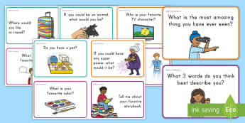 Spark a Conversation Prompt Cards - Speaking, Listening, Conversation Starters, Common Core, Kindergarten, chat, talk