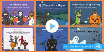 Halloween Songs and Rhymes PowerPoints Pack - EYFS, Early Years, Halloween, witches, wizards, magic spell, Hallowe'en, All Hallows Eve, All Saint
