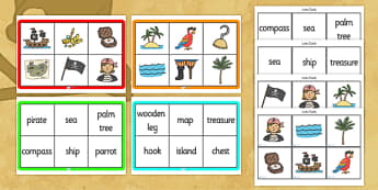 Pirates Bingo - Pirates, bingo, activity, game, pirate, pirates, treasure, ship, jolly roger, ship, island, ocean