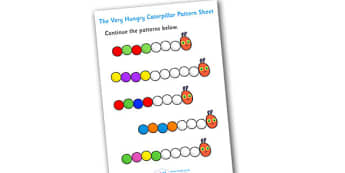 Pattern Colouring Worksheet to Support Teaching on The Very Hungry Caterpillar - education, free, fun