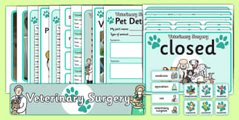 Vet Role Play - Vet Surgery, vets, role play, Display signs, display, labels, pack, vet, operation, xray, nurse, medicine, vaccine, bandage, cat, dog, rabbit