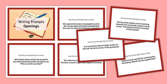 Ten Openings for Writing Prompts Cards - ten openings, writing prompts, cards