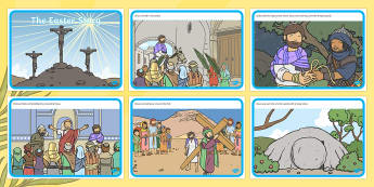 The Easter Story - Easter Sequencing, Easter Story, Foundation, KS1, Easter, Easter resource, Easter bible, Easter teaching resource, Easter Jesus, Easter Sunday, Easter, bible, egg, Jesus, cross, Easter Sunday, bunny, chocolate, hot cross buns