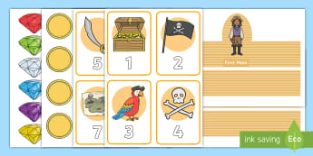 EYFS Buried Treasure Counting Activity Resource Pack - Mathematics, number, counting, count, numerals,Matches, pirates, treasures, sand tray