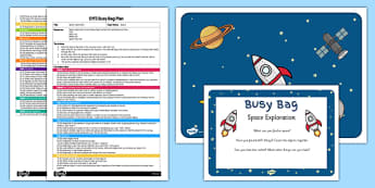Space Exploration Activity EYFS Busy Bag Plan and Resource Pack - Space, sensory, rice