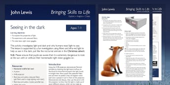 John Lewis Christmas Seeing in the Dark Lesson Plan