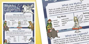 Myths and Legends Information Display Poster - myhts, legends, information, poster, display